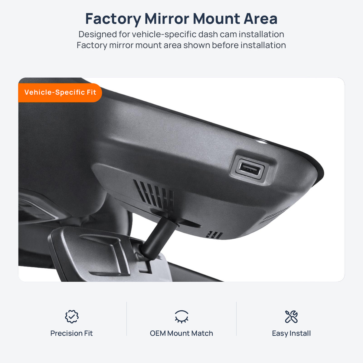 Factory mirror mount area for HAVAL Shenshou (Monster) dash cam installation