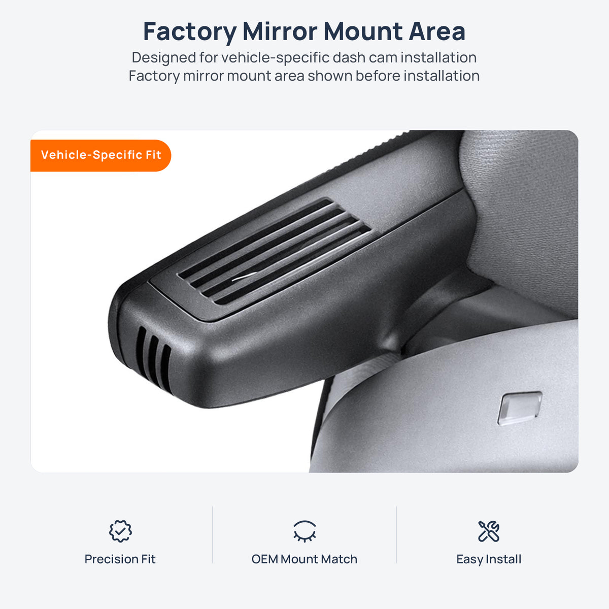 Factory mirror mount area for Mercedes-Benz GLK-Class X204 dash cam installation
