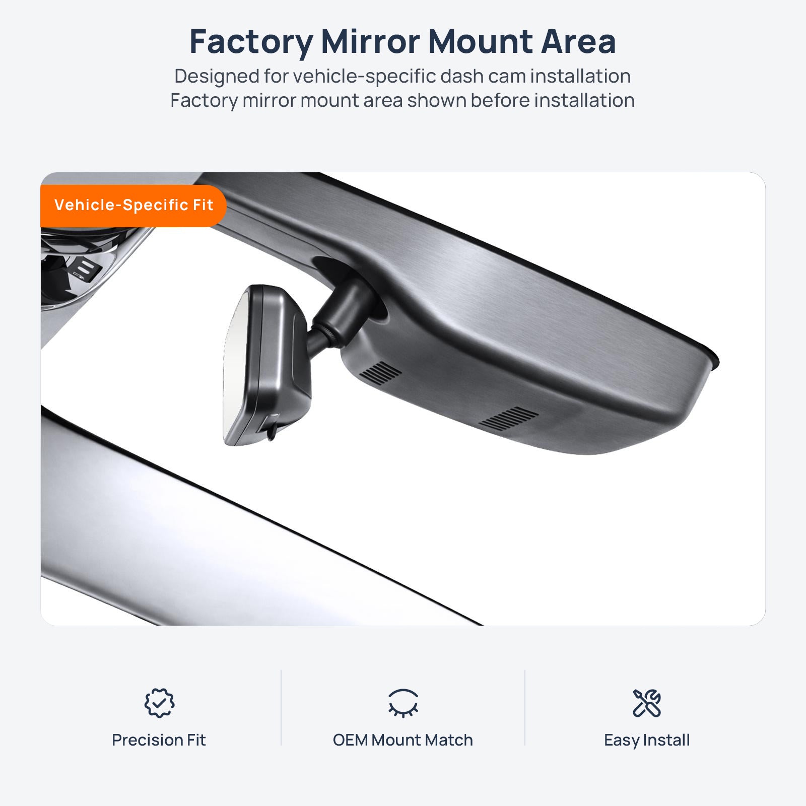 Factory mirror mount area for Buick Century dash cam installation