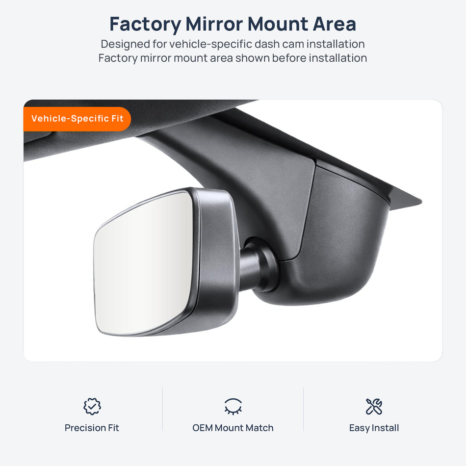 Factory mirror mount area for Lamborghini Aventador dash cam installation