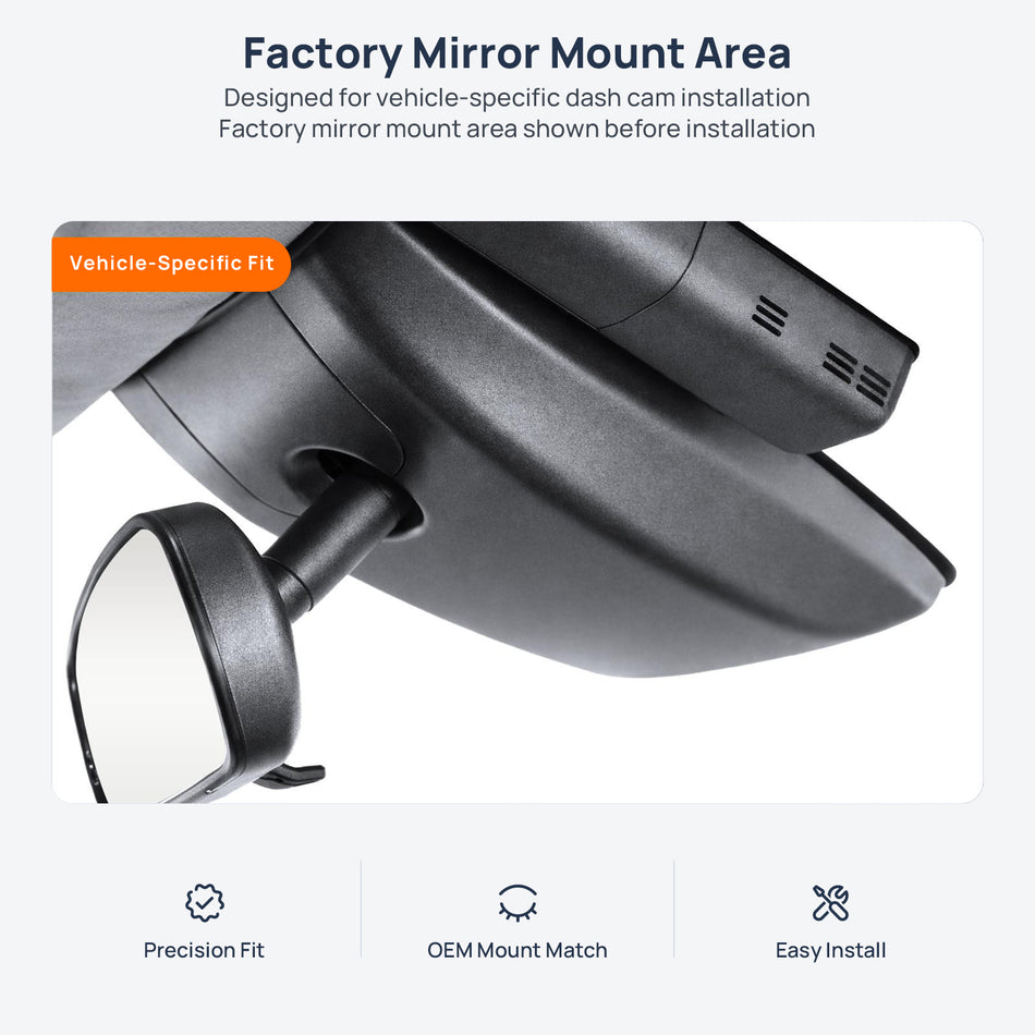 Factory mirror mount area for Toyota Camry XV70 dash cam installation