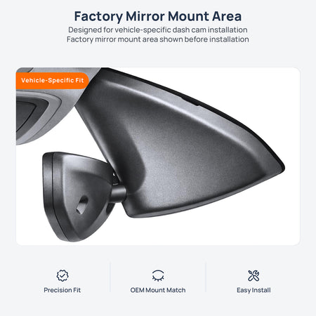 Factory mirror mount area for Jeep Grand Commander K8 dash cam installation