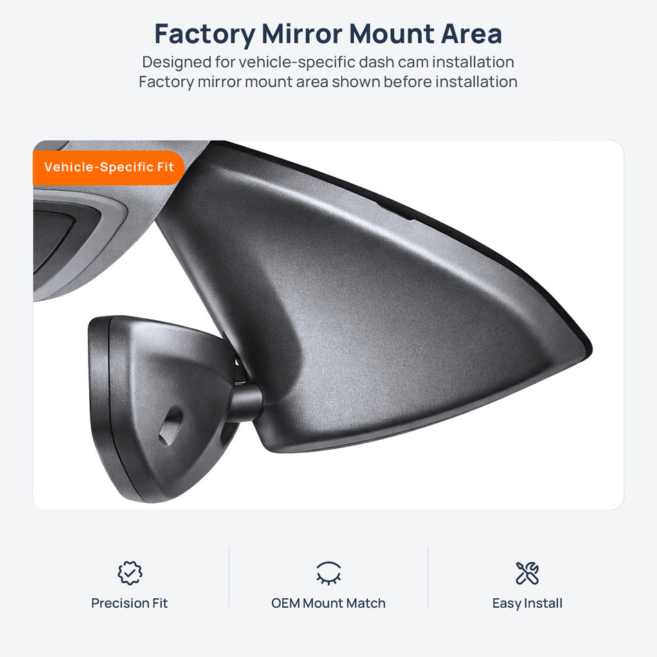 Factory mirror mount area for Jeep Grand Commander K8 dash cam installation