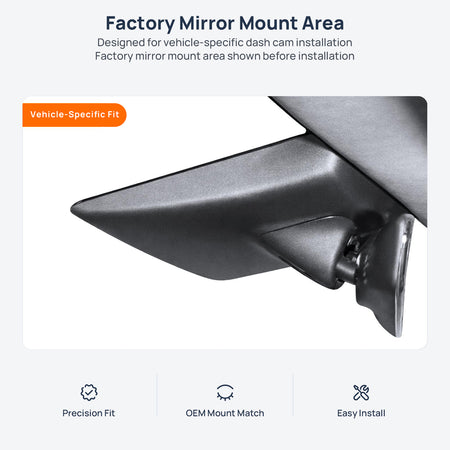 Factory mirror mount area for Tesla MODEL 3 dash cam installation