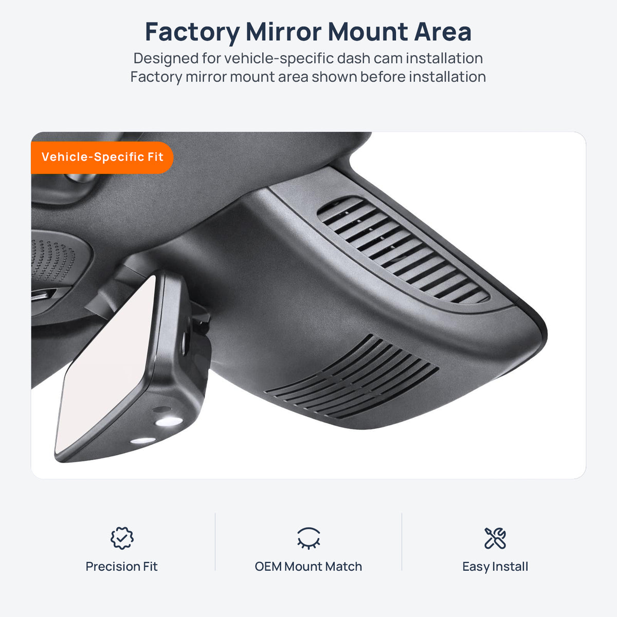 Factory mirror mount area for Mercedes-Benz CLS C257 dash cam installation