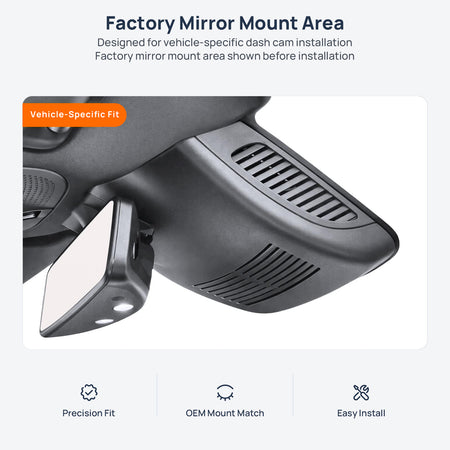 Factory mirror mount area for Mercedes-Benz CLS C257 dash cam installation