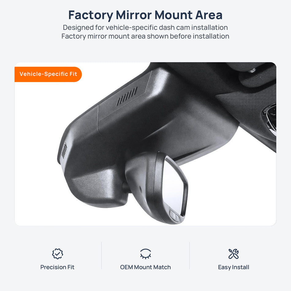 Factory mirror mount area for Maserati Levante dash cam installation