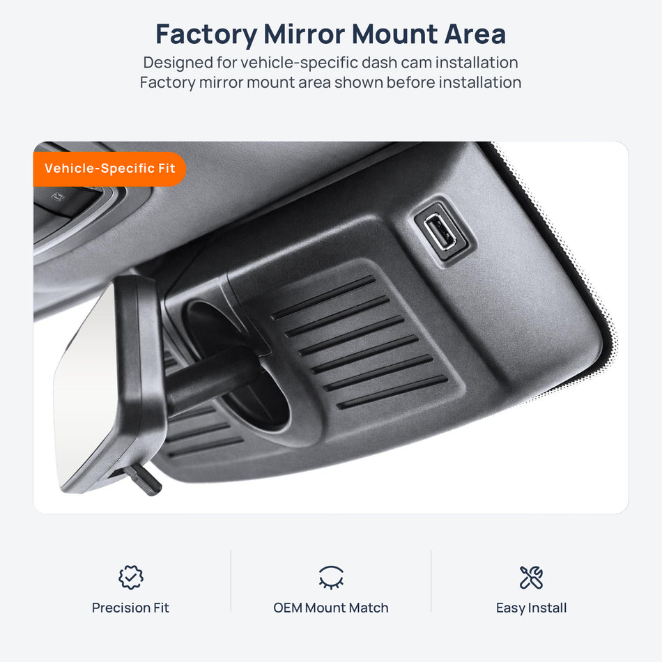 Factory mirror mount area for TANK 300 dash cam installation