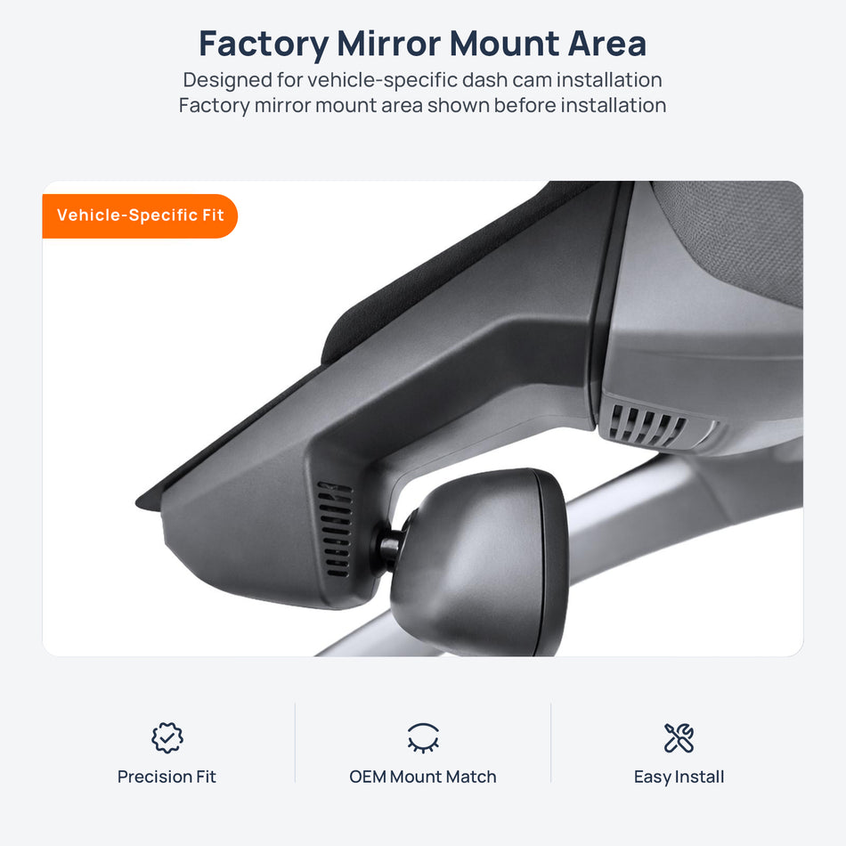 Factory mirror mount area for Peugeot 4008 dash cam installation