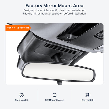 Factory mirror mount area for Toyota Camry XV80 dash cam installation