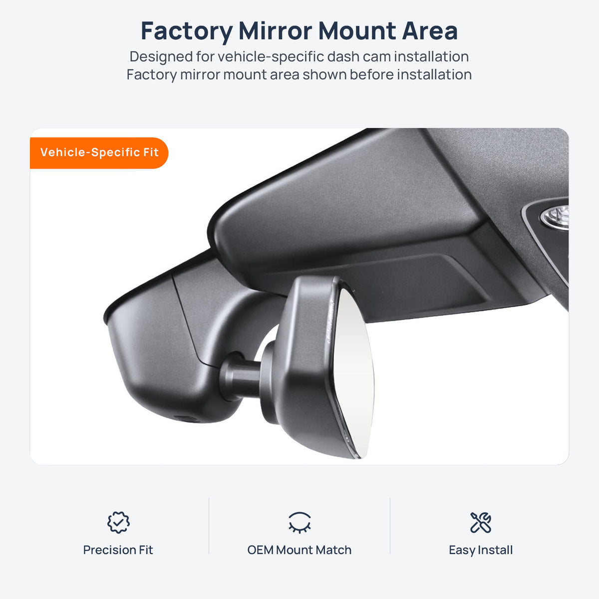 Factory mirror mount area for Bentley Flying Spur PHEV dash cam installation
