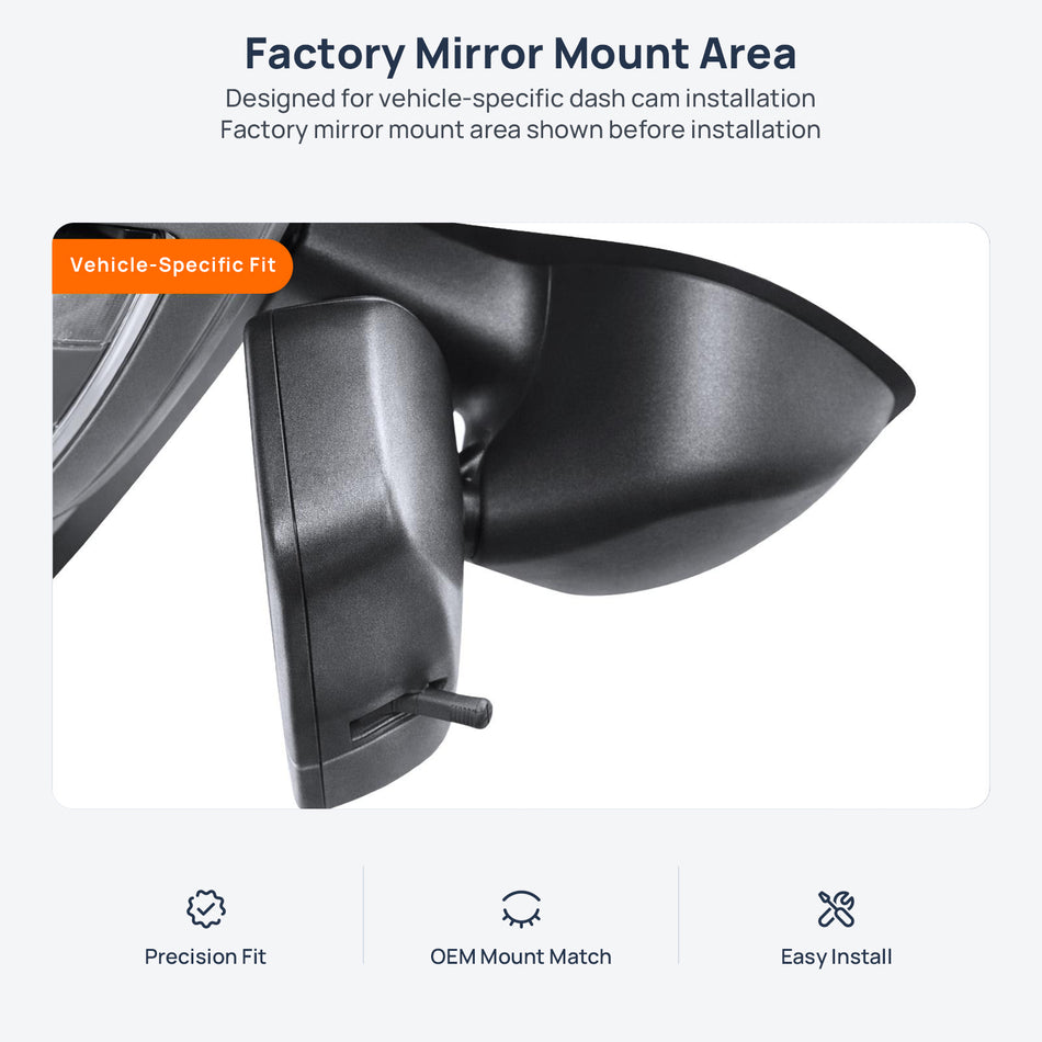 Factory mirror mount area for Jeep Cherokee KL dash cam installation