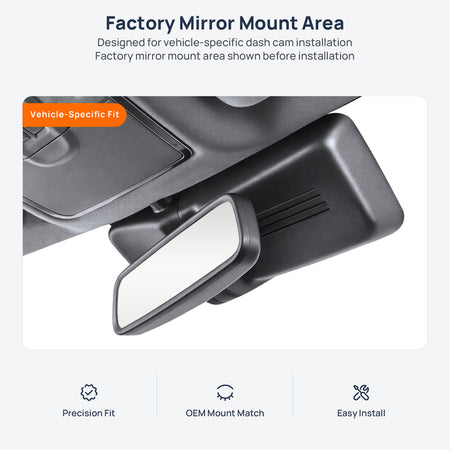Factory mirror mount area for Changan CS95 dash cam installation