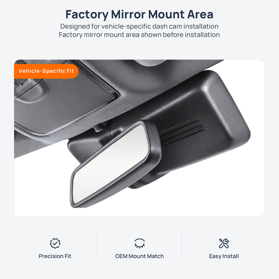 Factory mirror mount area for Changan CS95 dash cam installation