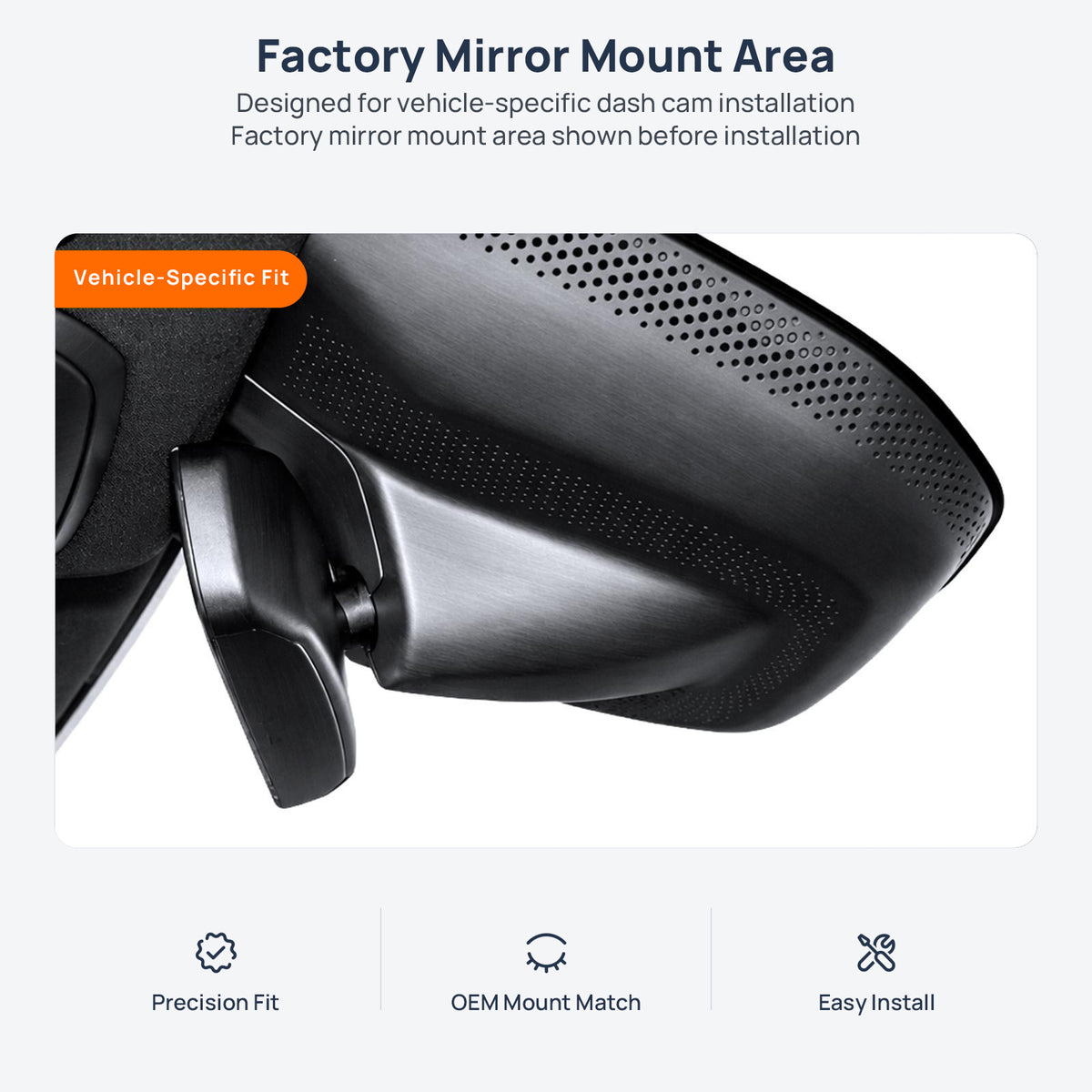 Factory mirror mount area for Lynk & Co 09 EM-P dash cam installation