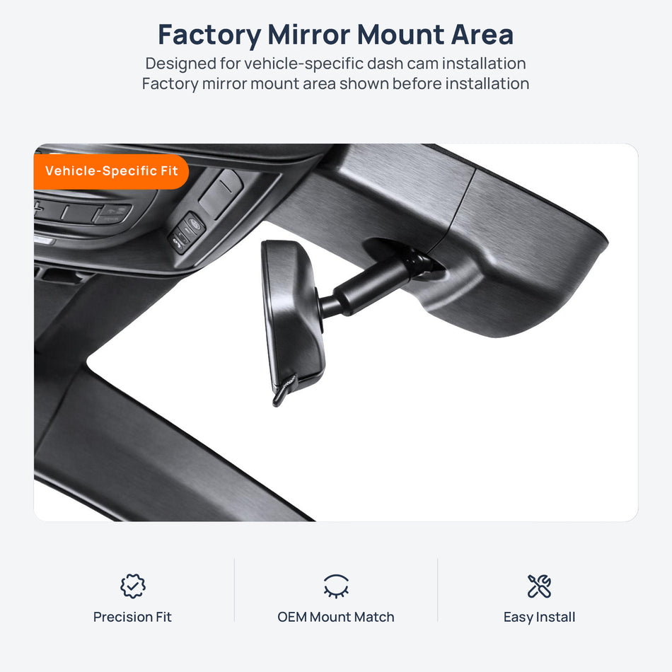 Factory mirror mount area for Cadillac CT6 dash cam installation