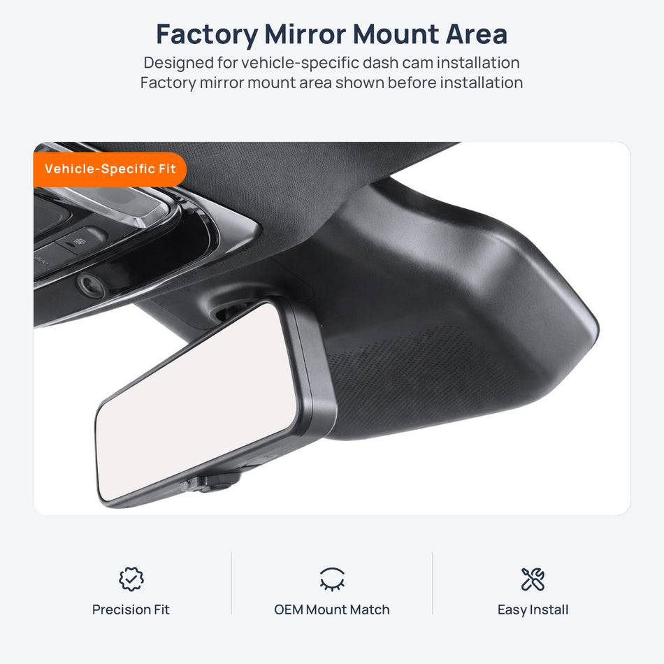 Factory mirror mount area for Honda e:NS2 dash cam installation