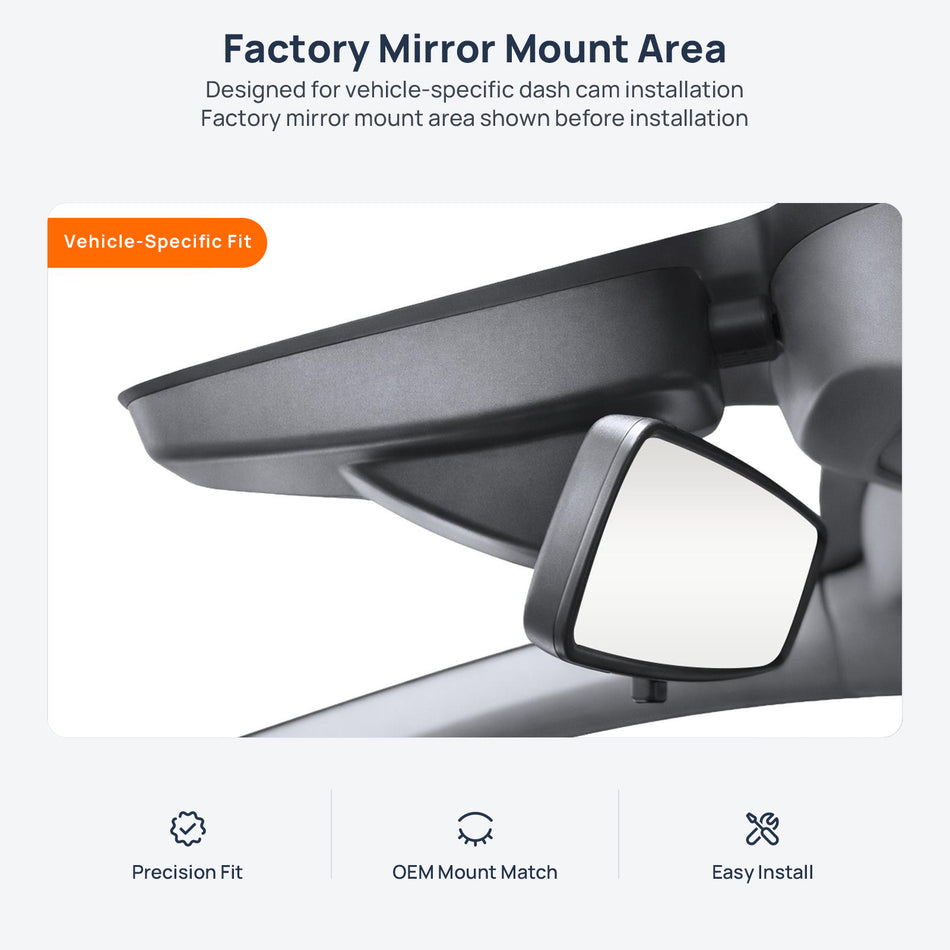 Factory mirror mount area for Citroen C6 dash cam installation