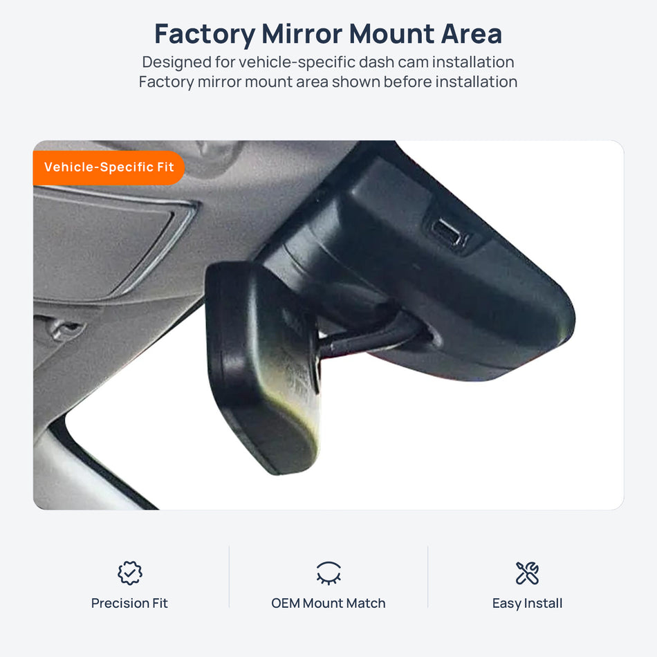 Factory mirror mount area for Changan CS75 dash cam installation