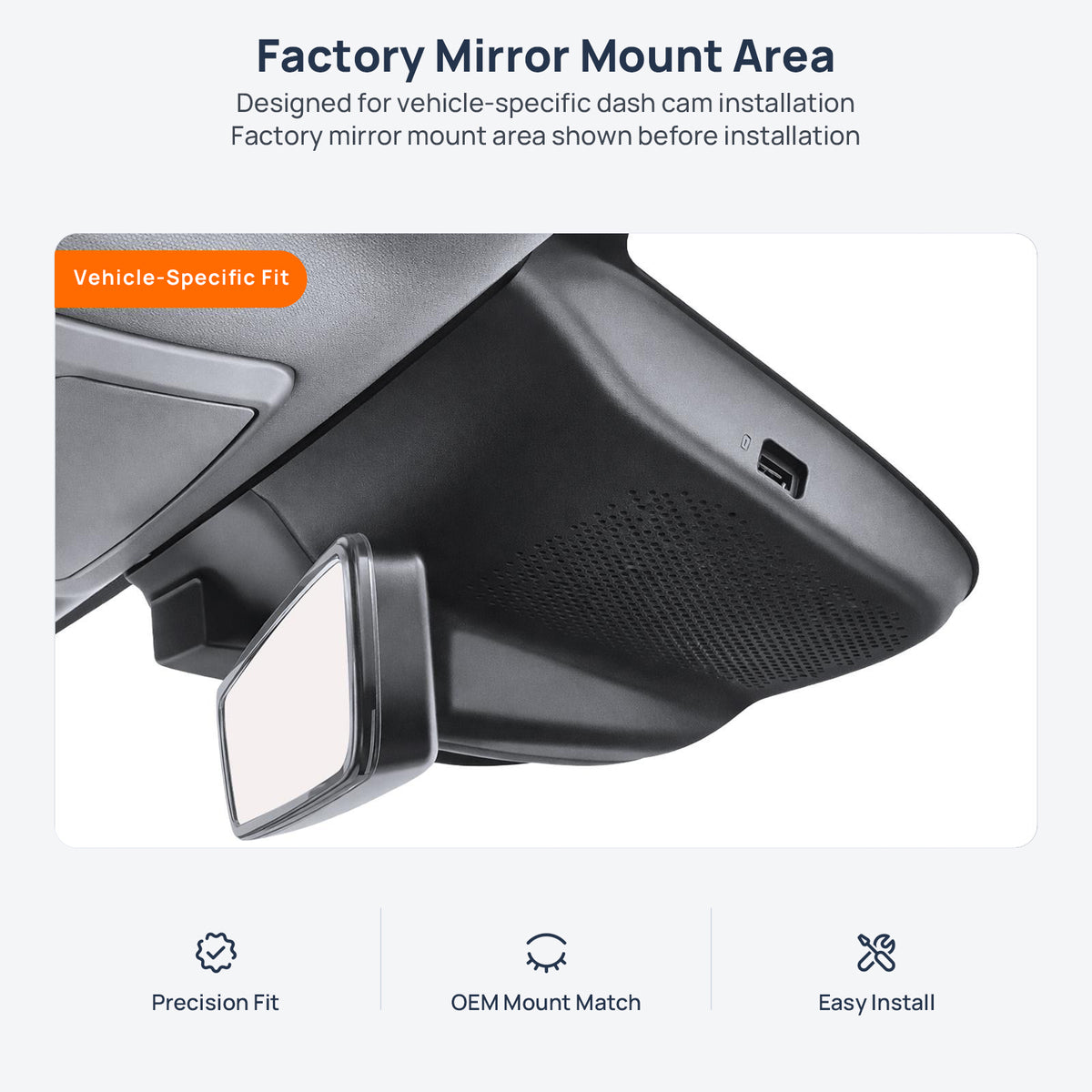 Factory mirror mount area for AION S (AION S Plus) dash cam installation