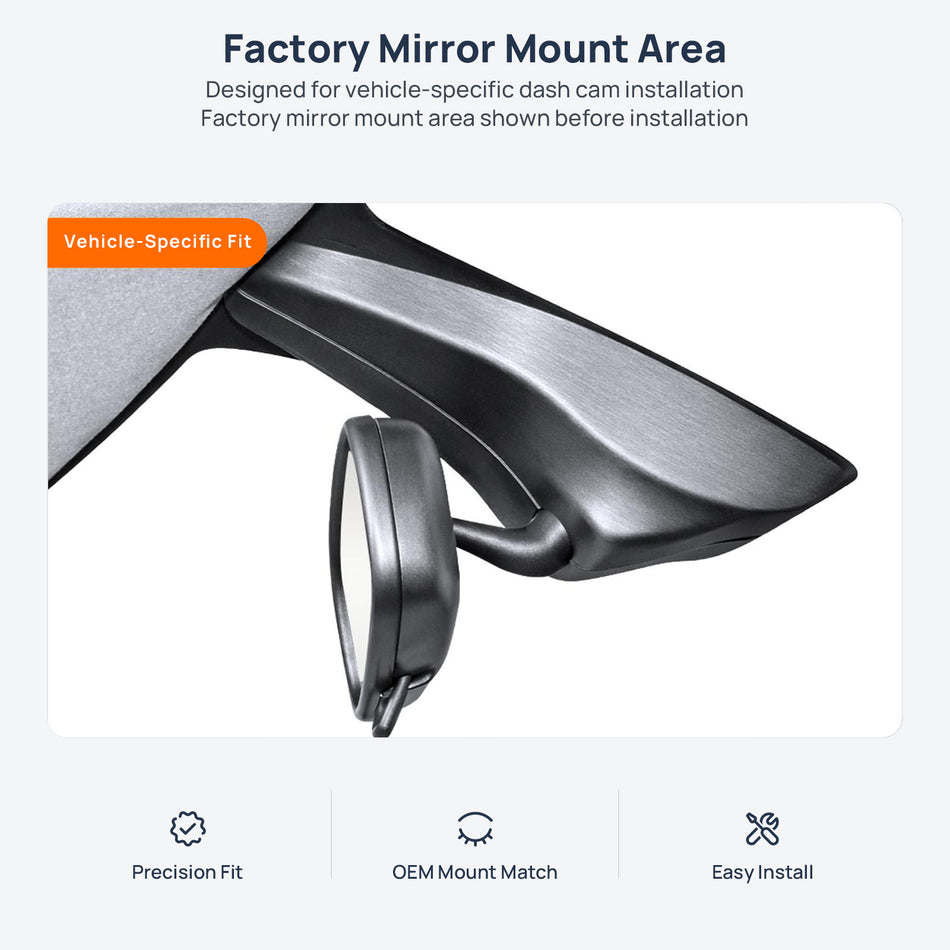 Factory mirror mount area for Soueast DX3 dash cam installation