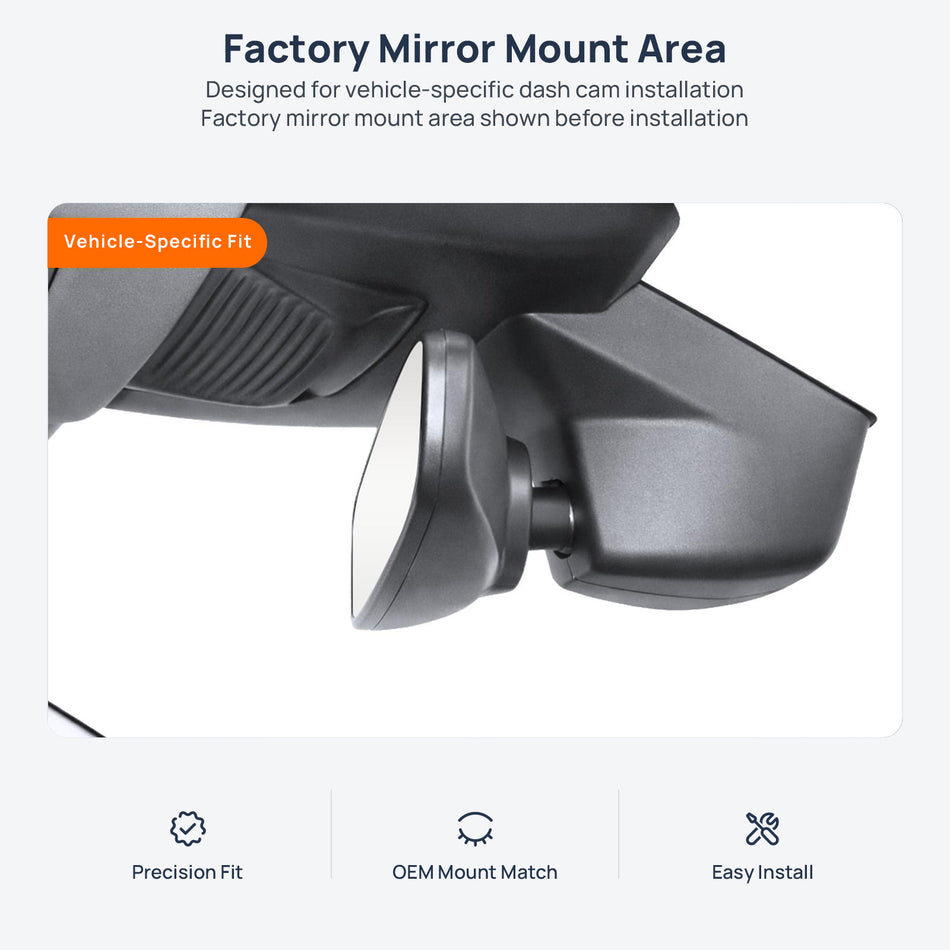 Factory mirror mount area for Volkswagen Magotan B8 dash cam installation