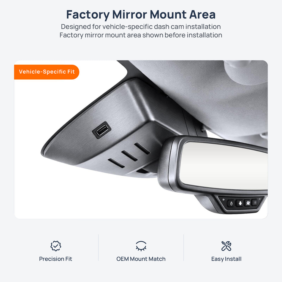 Factory mirror mount area for HAVAL F7 dash cam installation