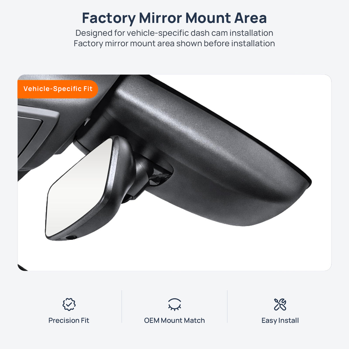 Factory mirror mount area for Toyota Highlander XU70 dash cam installation