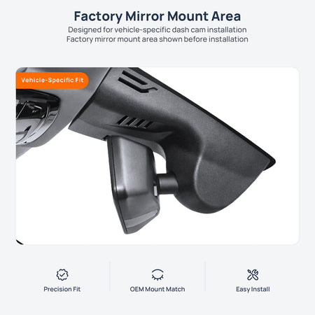 Factory mirror mount area for BMW X5 G18 dash cam installation