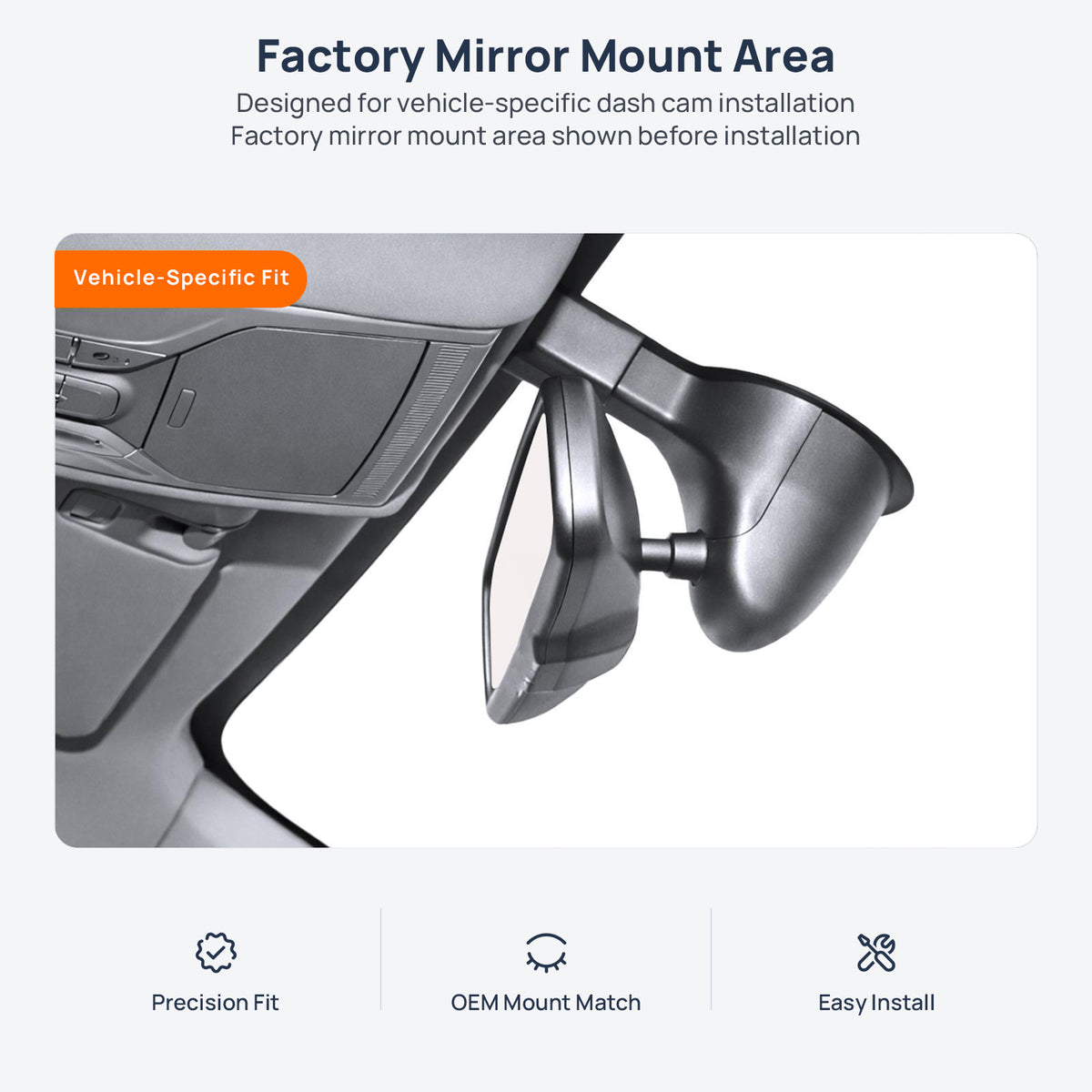 Factory mirror mount area for GAC Trumpchi GS7 dash cam installation
