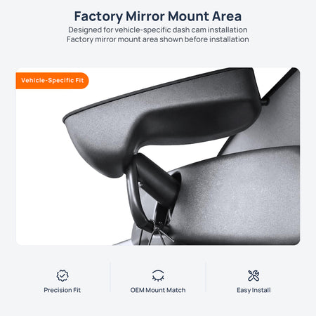 Factory mirror mount area for Infiniti QX70 FX S51 dash cam installation
