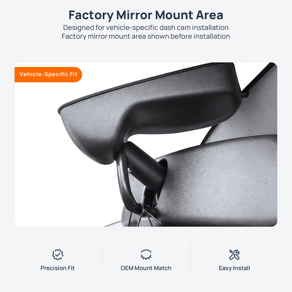 Factory mirror mount area for Infiniti QX70 FX S51 dash cam installation