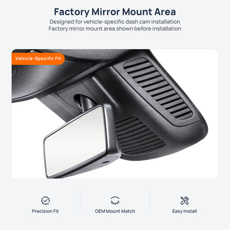 Factory mirror mount area for Mercedes-Benz EQB X243 dash cam installation