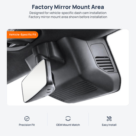 Factory mirror mount area for Mercedes-Benz G 580 with EQ Technology W465 dash cam installation