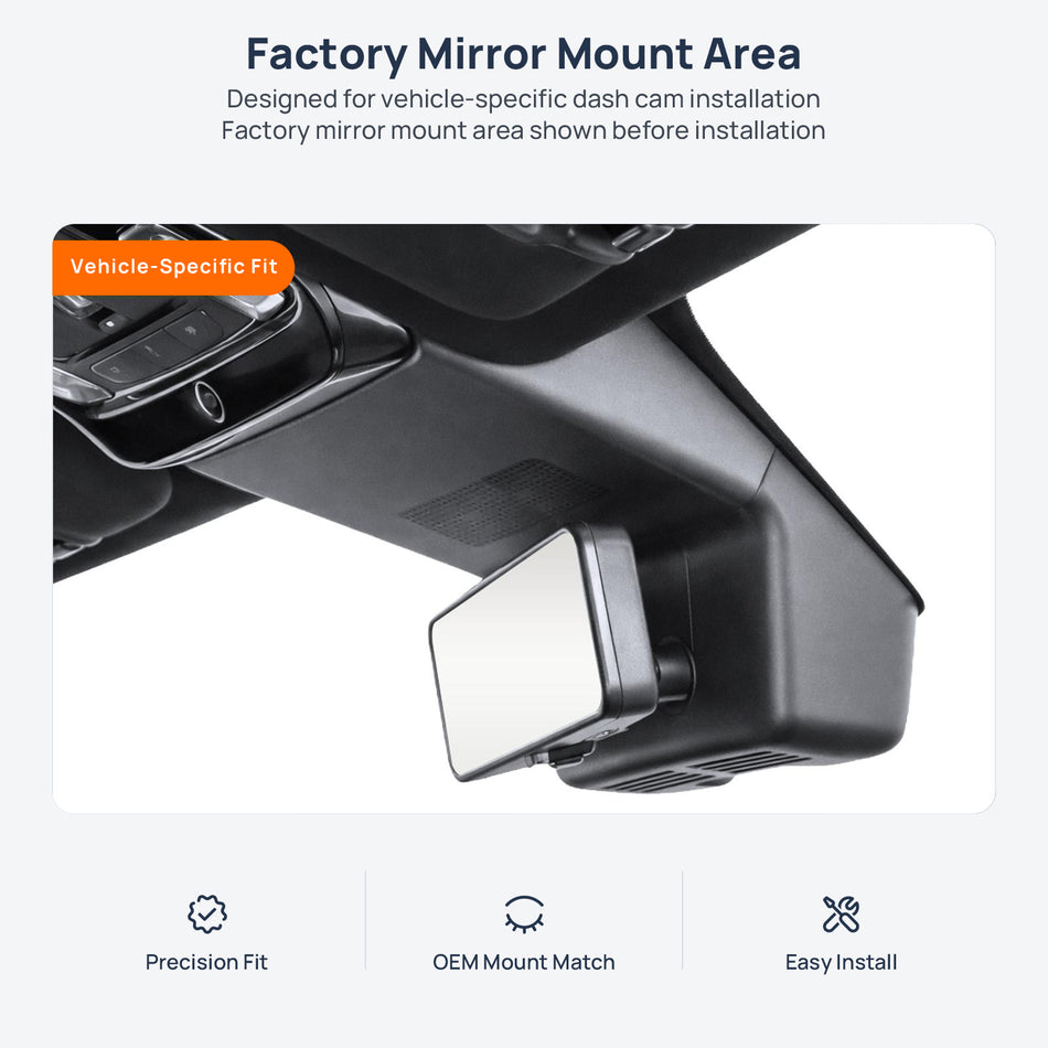 Factory mirror mount area for Honda S7 dash cam installation
