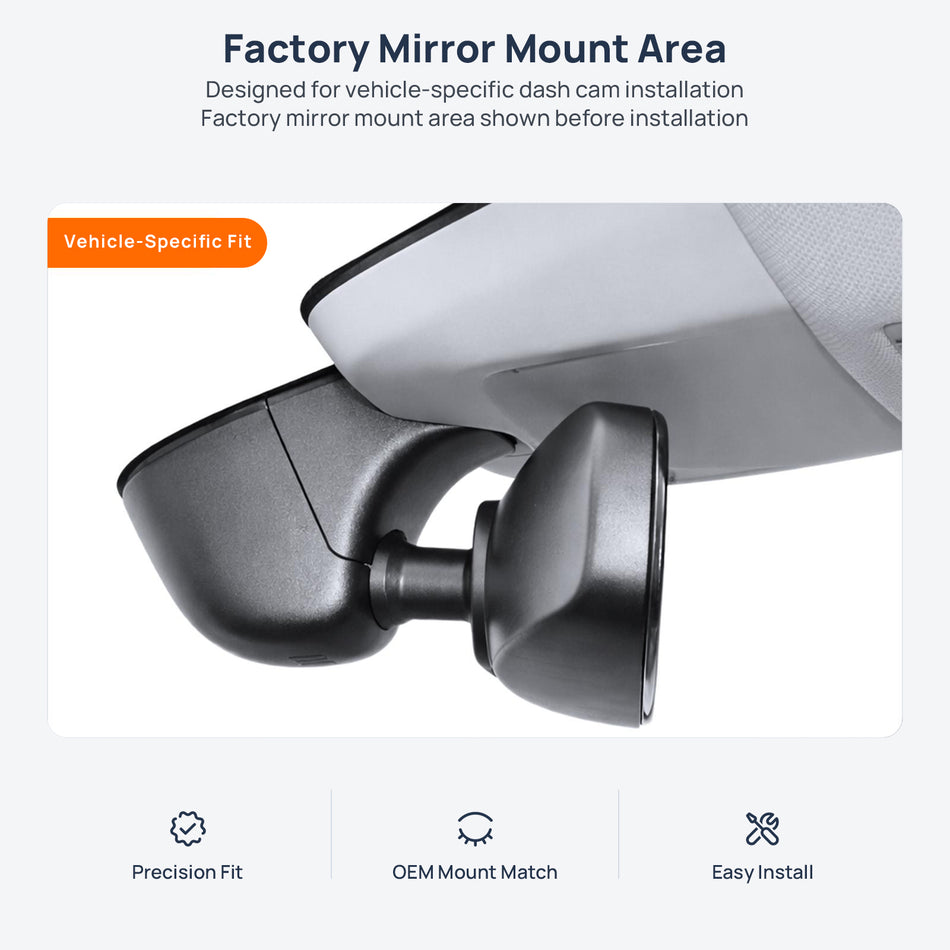 Factory mirror mount area for Audi RS6 C8 dash cam installation