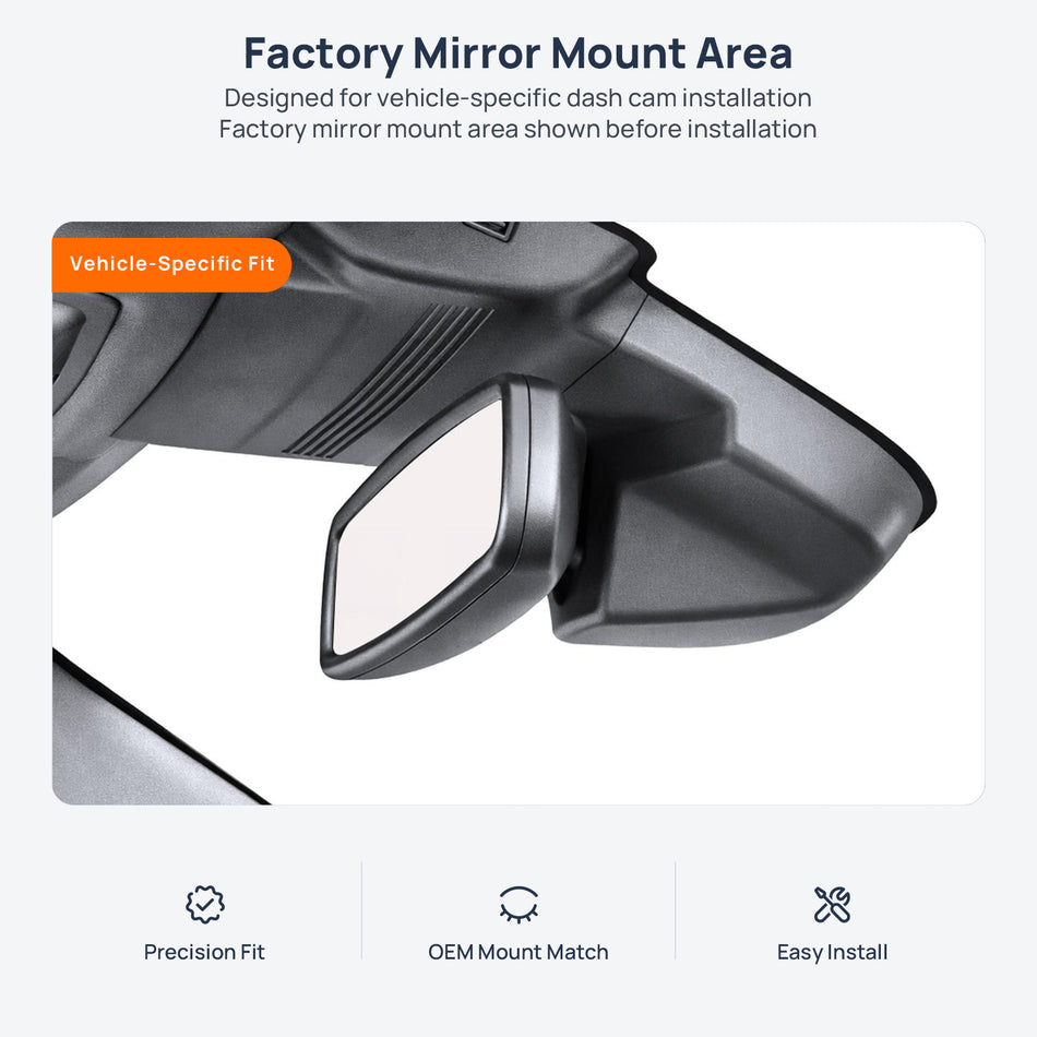Factory mirror mount area for Lincoln Nautilus dash cam installation