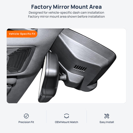 Factory mirror mount area for Hongqi E-HS3 dash cam installation