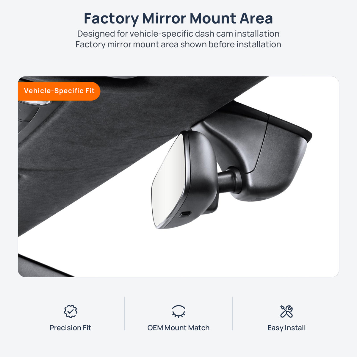 Factory mirror mount area for Lamborghini Huracan dash cam installation