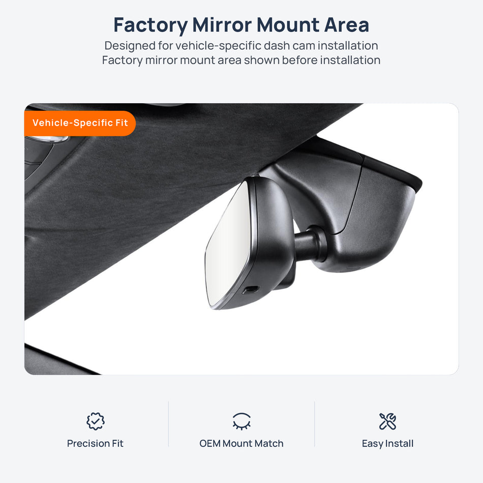 Factory mirror mount area for Lamborghini Huracan dash cam installation