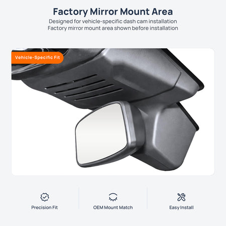 Factory mirror mount area for BMW XM G09 dash cam installation
