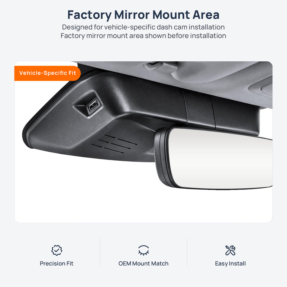 Factory mirror mount area for HAVAL F7x dash cam installation