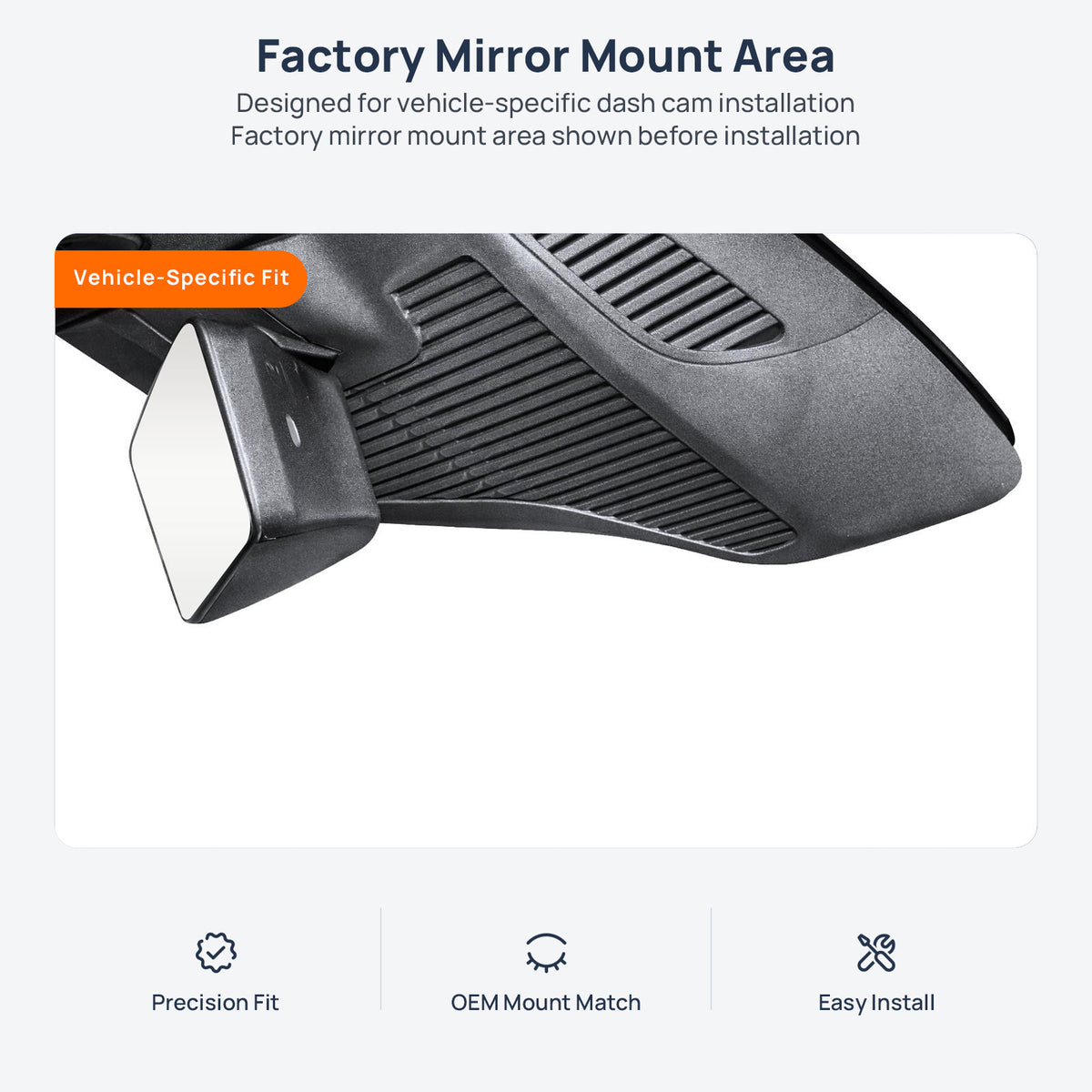 Factory mirror mount area for Mercedes-Benz E-Class V214 dash cam installation