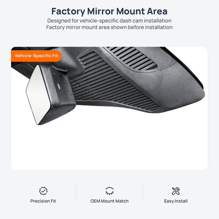 Factory mirror mount area for Mercedes-Benz E-Class V214 dash cam installation
