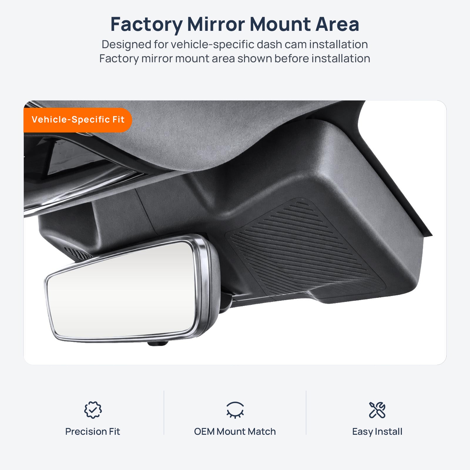 Factory mirror mount area for JETOUR Shanhai L9 dash cam installation