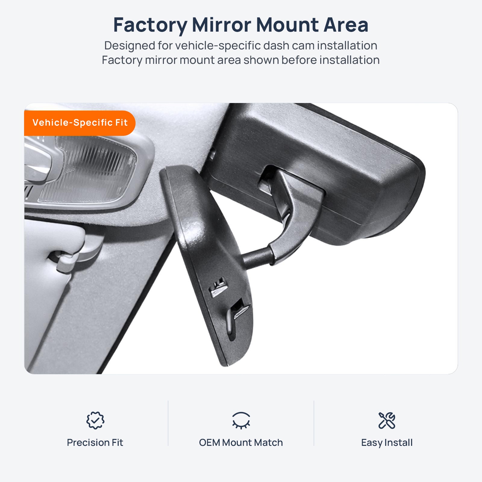 Factory mirror mount area for Wuling Almaz dash cam installation