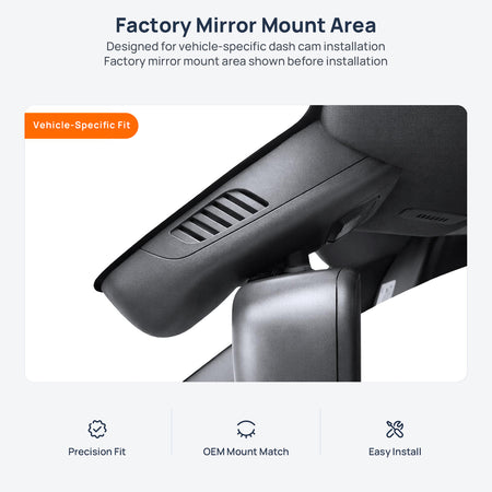 Factory mirror mount area for Mercedes-Benz GLA X156 dash cam installation