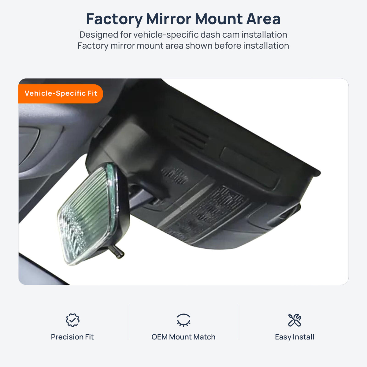 Factory mirror mount area for Chery Tiggo 5x (Tiggo 4 Pro) dash cam installation