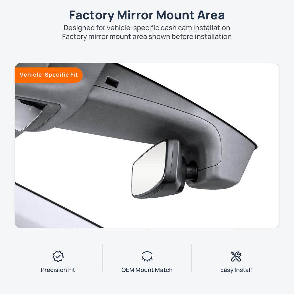Factory mirror mount area for Volkswagen ID.7 (ID.7 VIZZION) dash cam installation