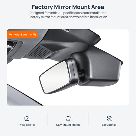 Factory mirror mount area for Volkswagen Sagitar A7 dash cam installation